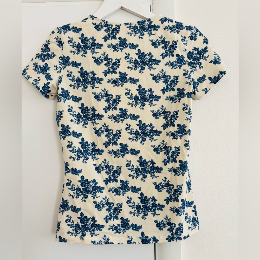Sézane Amara T-Shirt Fiori Blue Print Size Small - Picture 6 of 6
